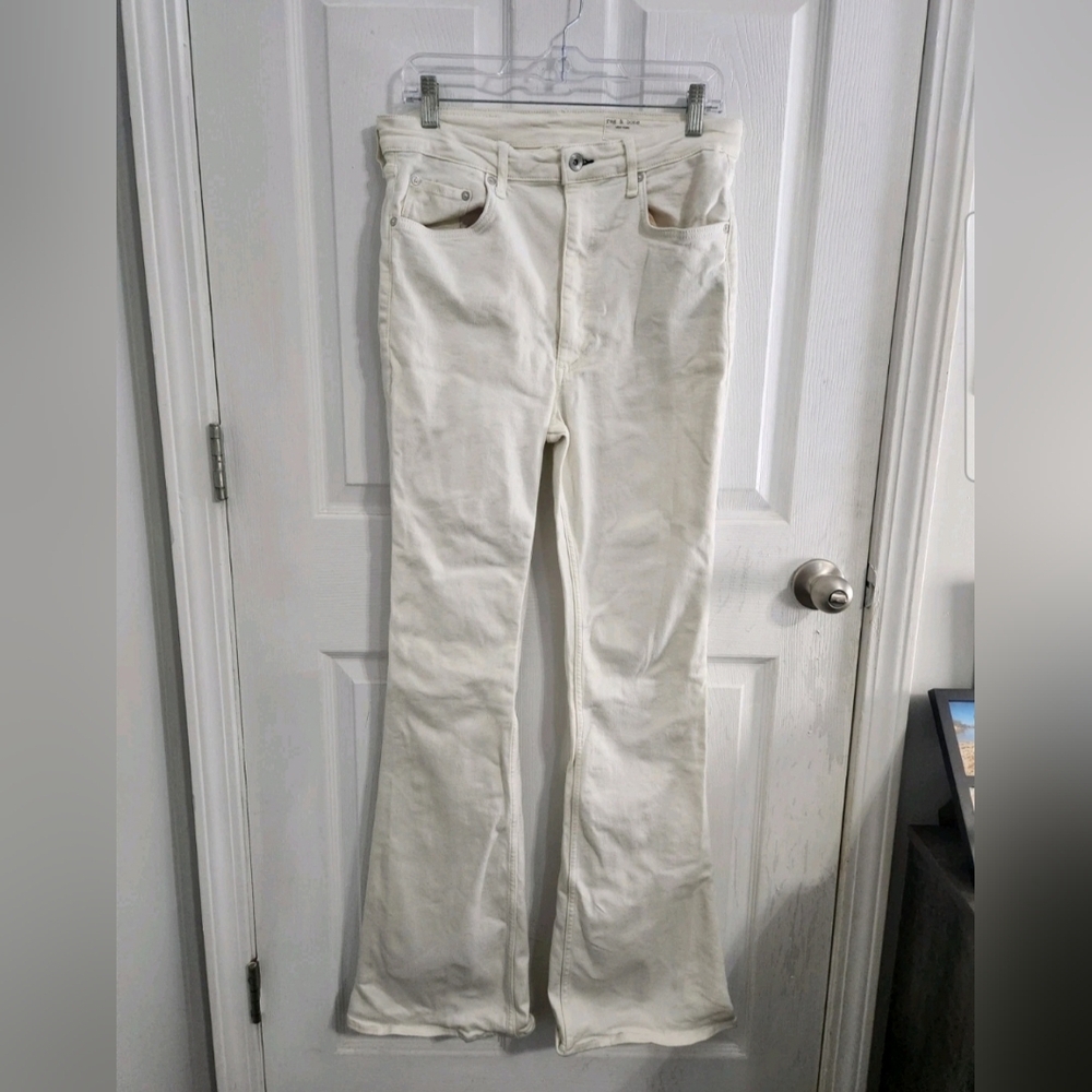 Rag and Bone cream denim casey high rise flare jeans 90s y2k womans size 31 - Picture 2 of 12